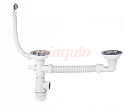 Сифон Элит для двойной разноуровневой мойки с нерж. ч. Ø114 мм, с отв. д/стир. машины WIRPLAST 250_100_Array